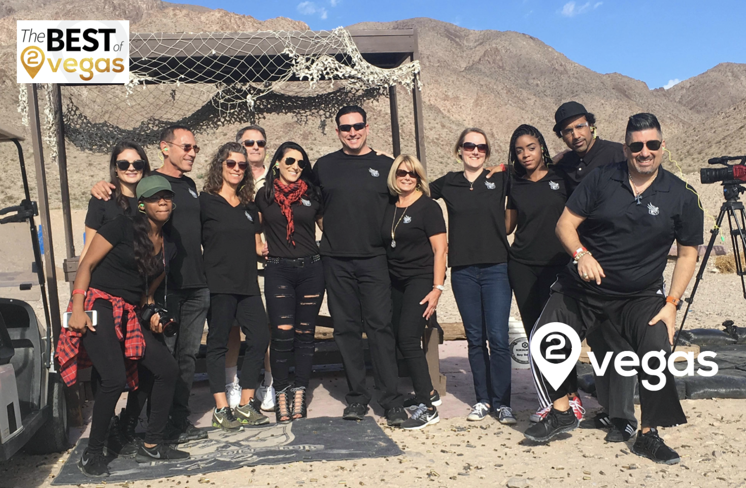 The certified 2Vegas range safety crew in black shirts at the desert range